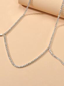 Rhinestone Decor Body Chain - Silver - View 2