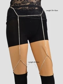 Rhinestone Decor Body Chain - Silver - View 3