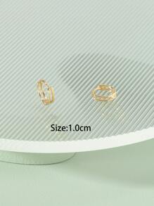 鏤空圓耳環 - 金黃色 - 查看 3