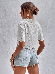 Breezaya Camisa con bordado con ojal corto - Blanco - Ver 3