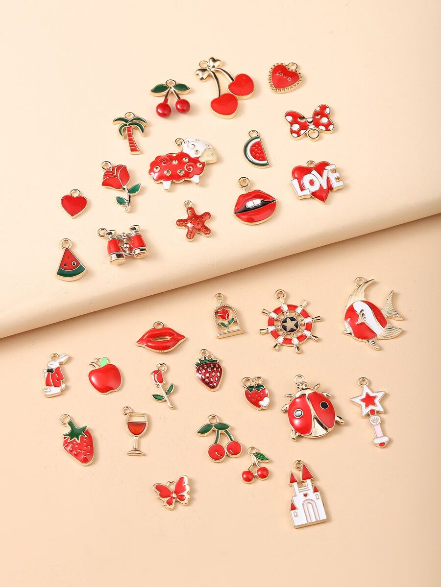 31入組DIY水果和花朵裝飾吊墜 - 彩色 - 查看 1