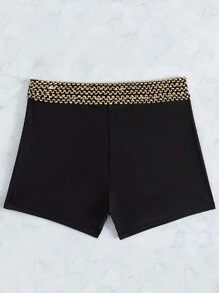 Bottom de bikini con detalle de costura de verano - Negro - Ver 2