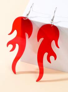 Flame Drop Earrings - Red - View 1