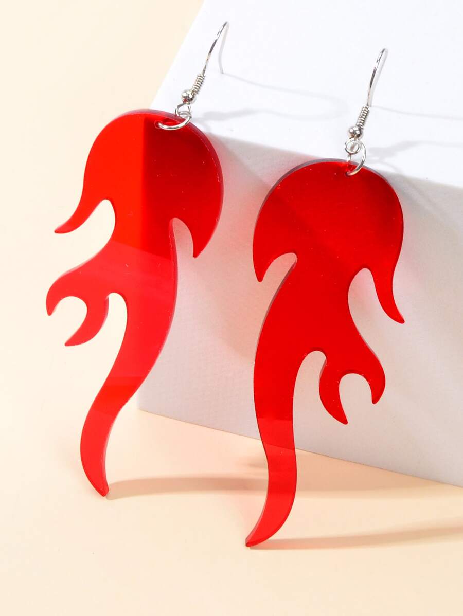 Flame Drop Earrings - Red - View 1