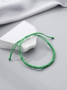 1pc Men's Lucky Braided Bracelet, Valentine's Day Gift, Wholesale Multilayered Men's Bracelet, Everyday Matching - Green - View 5