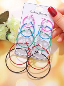 Khuyên tai 6 cặp vòng rắn - Nhiều màu - Xem 1