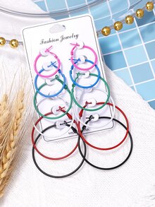 Khuyên tai 6 cặp vòng rắn - Nhiều màu - Xem 2