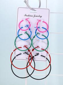 Khuyên tai 6 cặp vòng rắn - Nhiều màu - Xem 3