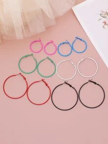 Khuyên tai 6 cặp vòng rắn - Nhiều màu - Xem 4