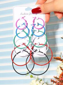 Khuyên tai 6 cặp vòng rắn - Nhiều màu - Xem 5