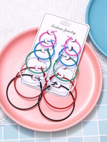 Khuyên tai 6 cặp vòng rắn - Nhiều màu - Xem 6