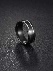 Hombres Anillo de acero inoxidable - Negro - Ver 1