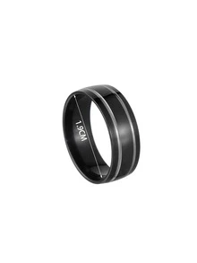 Hombres Anillo de acero inoxidable - Negro - Ver 3