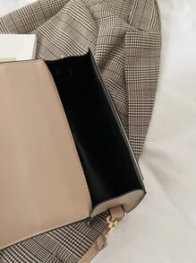 Bolso cuadrado con solapa, impermeable, ligero, informal, minimalista, con hebilla decorativa, para adolescentes, mujeres, estudiantes universitarias, novatos y trabajadores administrativos, perfecto para la oficina, la universidad, el trabajo, los negocios y los desplazamientos - Caqui - Ver 6