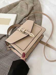 Bolso cuadrado con solapa, impermeable, ligero, informal, minimalista, con hebilla decorativa, para adolescentes, mujeres, estudiantes universitarias, novatos y trabajadores administrativos, perfecto para la oficina, la universidad, el trabajo, los negocios y los desplazamientos - Caqui - Ver 7