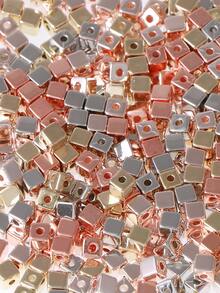 200 颗混色方形珠，4*4 毫米 CCB 方形立方体珠，仿金属珠，适用于项链、手链、耳环、人造珠宝制作、DIY 工艺品 - 彩色 - 查看 3