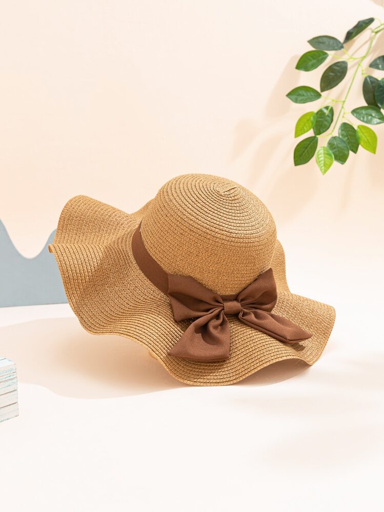 Sombrero de paja con diseño de lazo - Caqui - Ver 1