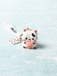 卡通奶牛吊墜鑰匙圈 - 彩色 - 查看 2