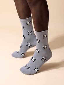 Hombres Calcetines de tripulación panda de dibujos animados con estampado - Multicolor - Ver 2