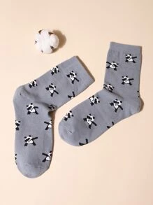 Hombres Calcetines de tripulación panda de dibujos animados con estampado - Multicolor - Ver 3