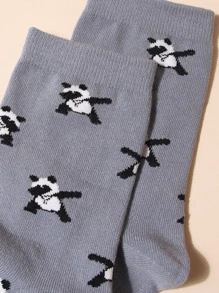 Hombres Calcetines de tripulación panda de dibujos animados con estampado - Multicolor - Ver 4