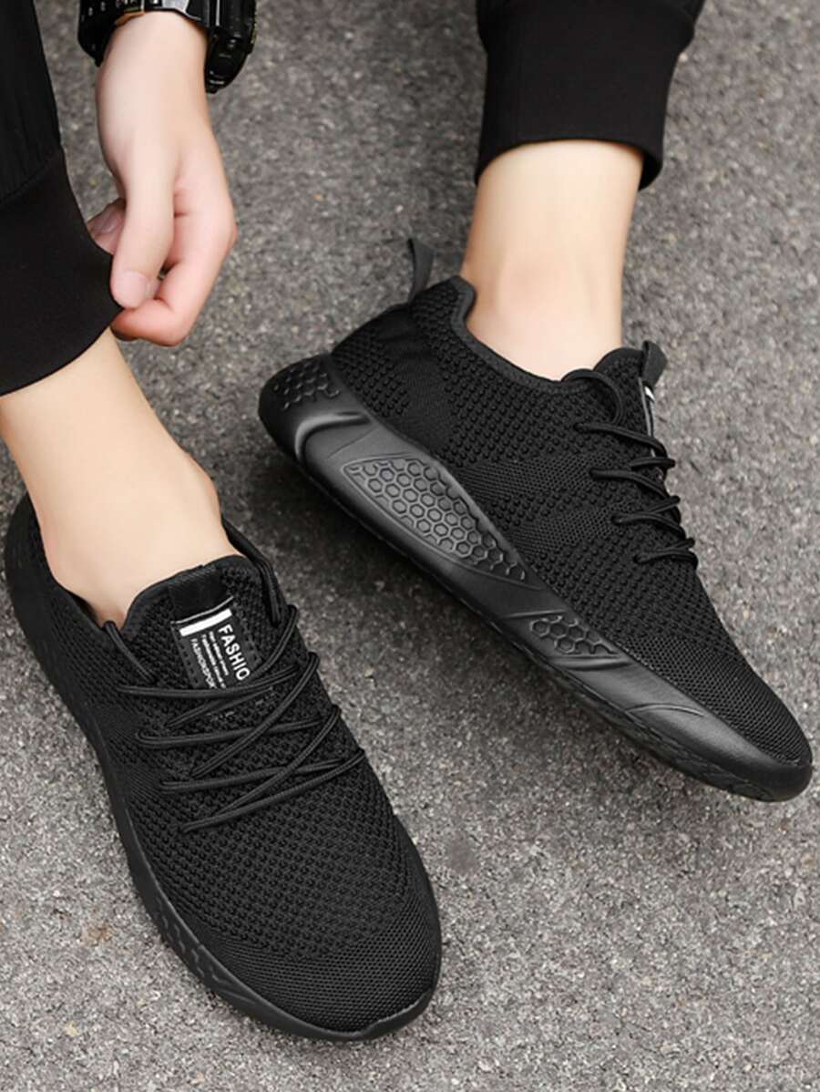 Giày chạy bộ đường trường màu đen dành cho nữ, giày chạy bộ dệt kim nam, giày thể thao thoáng khí - màu đen - Xem 1