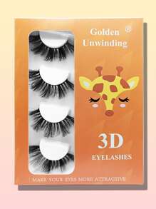 4pairs 3D Faux Mink Eyelashes - Black - View 1