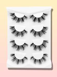 4pairs 3D Faux Mink Eyelashes - Black - View 2