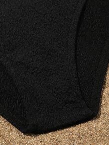 SHEIN Tween Girl Plain Cut-Out Bikini Set Summer Beach - Black - View 5