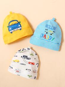 Gói 3 chiếc mũ len hoạt hình cho bé - Nhiều màu - Xem 3