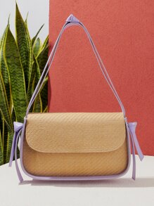 Flap Braided Design Straw Bag - Multicolor - View 2