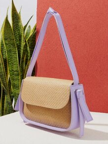 Flap Braided Design Straw Bag - Multicolor - View 5