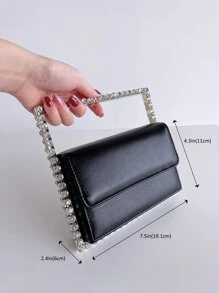 Sequin,Luxury,Shiny Evening Bag,Dinner Bag Glamorous,Elegant,Exquisite,Quiet Luxury Mini Rhinestone Decor Flap Square Bag Rhinestone For Party Girl,Woman,Bride Perfect for Party,Wedding,Prom,Dinner/Banquet,For Cocktail