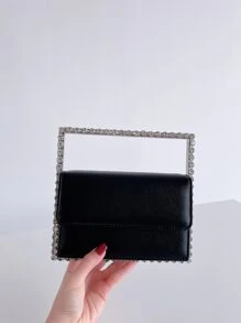 Sequin,Luxury,Shiny Evening Bag,Dinner Bag Glamorous,Elegant,Exquisite,Quiet Luxury Mini Rhinestone Decor Flap Square Bag Rhinestone For Party Girl,Woman,Bride Perfect for Party,Wedding,Prom,Dinner/Banquet,For Cocktail