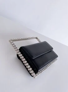 Sequin,Luxury,Shiny Evening Bag,Dinner Bag Glamorous,Elegant,Exquisite,Quiet Luxury Mini Rhinestone Decor Flap Square Bag Rhinestone For Party Girl,Woman,Bride Perfect for Party,Wedding,Prom,Dinner/Banquet,For Cocktail