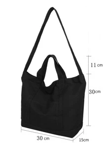 Lightweight,Business Casual Minimalist Shoulder Tote Bag For Teen Girls Women College Students,Rookies & White-collar Workers Perfect for Office,College,Work ,Business,Commute - Black - View 7