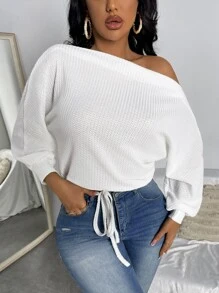 SHEIN Privé Áo thun nữ Dây kéo màu trơn Giải trí - trắng - Xem 1