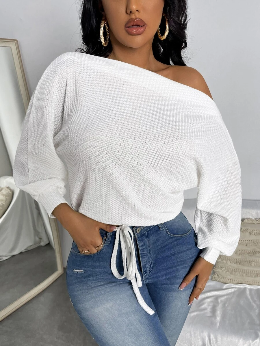 SHEIN Privé Áo thun nữ Dây kéo màu trơn Giải trí - trắng - Xem 1