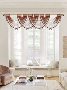 1 pieza Cenefa colgante con diseño ventana - Marrón Chocolate - Ver 1