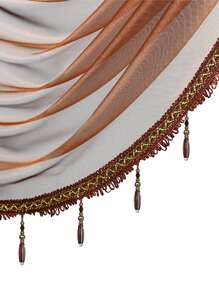 1 pieza Cenefa colgante con diseño ventana - Marrón Chocolate - Ver 2