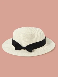 1 Mũ Chống Nắng Giải Trí Ngoài Trời Mùa Xuân/Hè Cho Nữ/Nam, Mũ Rơm Nơ Đầu Dẹt, Mũ Xô Y2K Của Cặp Đôi Để Đi Du Lịch Hoặc Đi Nghỉ Chống Nắng - trắng - Xem 2