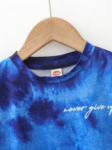 SHEIN Young Boy Slogan Graphic Tie Dye Tee