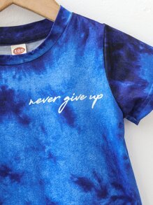 SHEIN Young Boy Slogan Graphic Tie Dye Tee