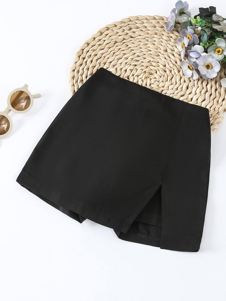 SHEIN Toddler Girls Split Hem Skort - Black - View 1