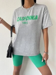 SHEIN Unity Bộ đồ hai mảnh nữ Lá thư Giải trí - Nhiều màu - Xem 3