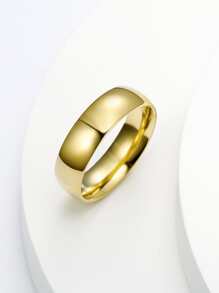 MONALLY Nhẫn mạ vàng 18K thiết kế thời trang tối giản bề mặt nhẵn cho phụ nữ tốt nghiệp vũ hội phụ kiện thép không gỉ trang sức mùa hè quà tặng kỷ niệm - Vàng - Xem 1