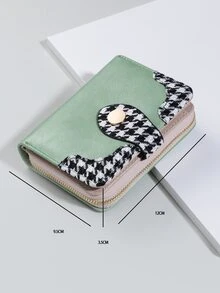 Houndstooth Pattern Snap Button Small Wallet - Multicolor - View 4