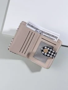Houndstooth Pattern Snap Button Small Wallet - Multicolor - View 5