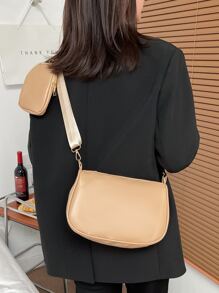 Túi Crossbody Nữ màu trơn Có thể điều chỉnh được Đúng mốt - Màu Khaki - Xem 2