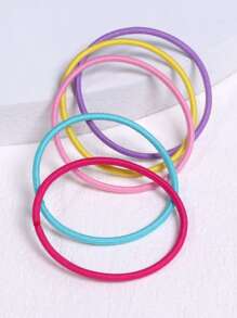 100pcs Girls' Korean Version Elastic Hair Ties With Assorted Colors For Daily Use - Multicolor - View 3